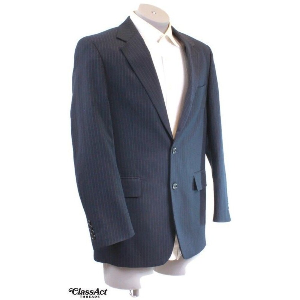 Arrow Suit Jacket Mens Navy Blue Striped 2 Button Blazer Sport Coat 40R